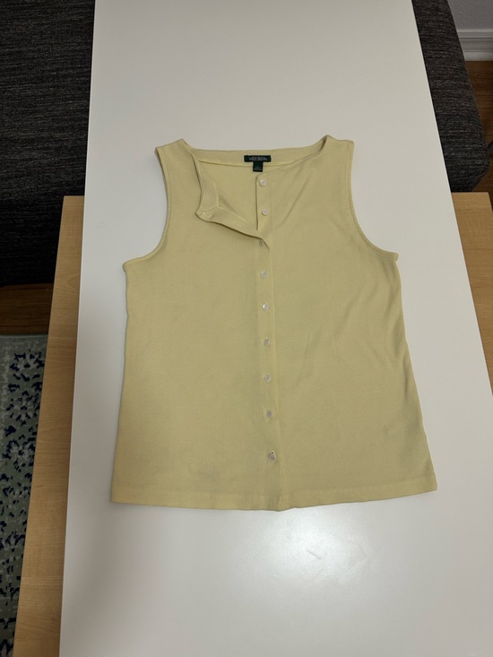 wild fable Tops - wild fable Pale Yellow Ribbed Button Tank